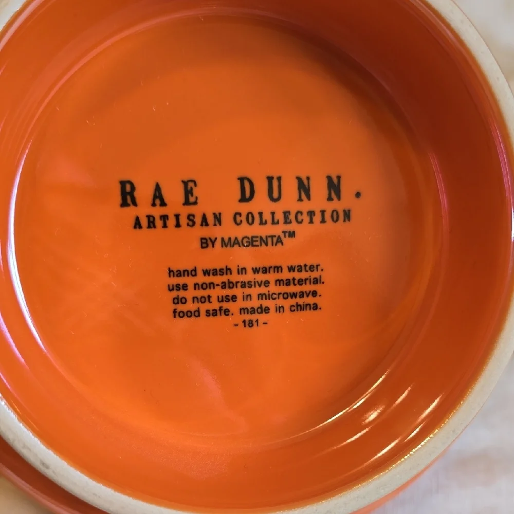 Rae Dunn Spooky Orange Artisan Collection Halloween Pet Bowl